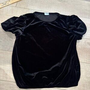 ZARA GIRLS BLACK VELOUR SHIRT 13/ SHORT SLEEVE